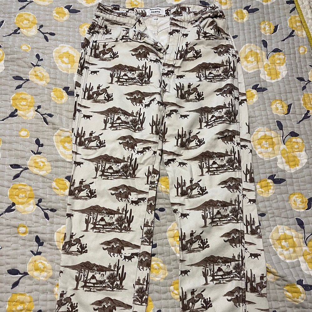 Reformation cowboy print jeans